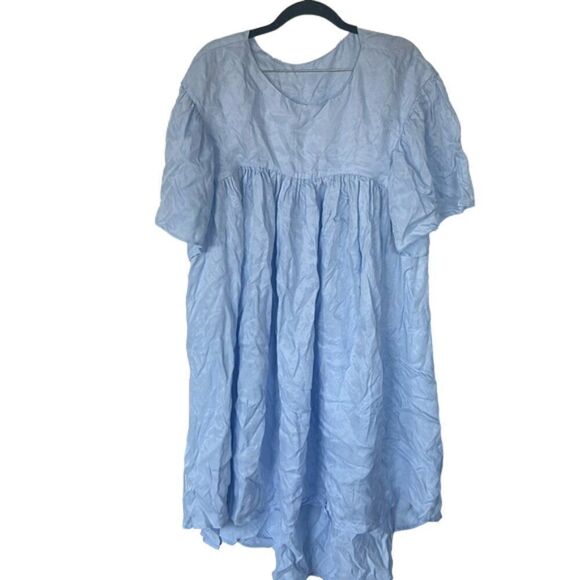Nap loungewear Pleated Midi Dress Short Sleeve Scoop Neck Blue Size OS NWT - Picture 1 of 4